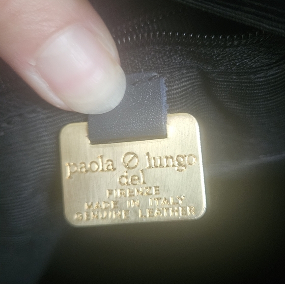 Vintage PAOLA DEL LUNGO 100% Genuine Leather Shoulder Purse Deep Navy. - Picture 10 of 11